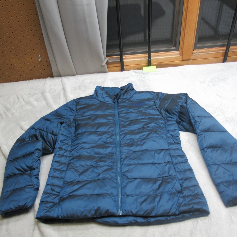 North Face Down Jacket Womens Large Sea Blue Insulated Belleview Stretch Puff